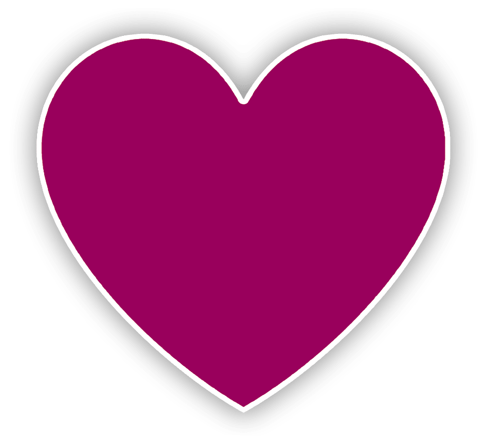 A large, solid magenta heart with a thick black outline and a thin white border, symbolizing the care and compassion of a veterinarian or vet.
