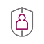 A simple icon showing a pink padlock with a keyhole on a gray background, symbolizing security or privacy—perfect for use by any vet or veterinarian to represent confidential pet records.
