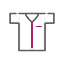 A simple icon of a white T-shirt with a dark collar and a vertical magenta stripe down the center, perfect for any vet or veterinarian-themed design.